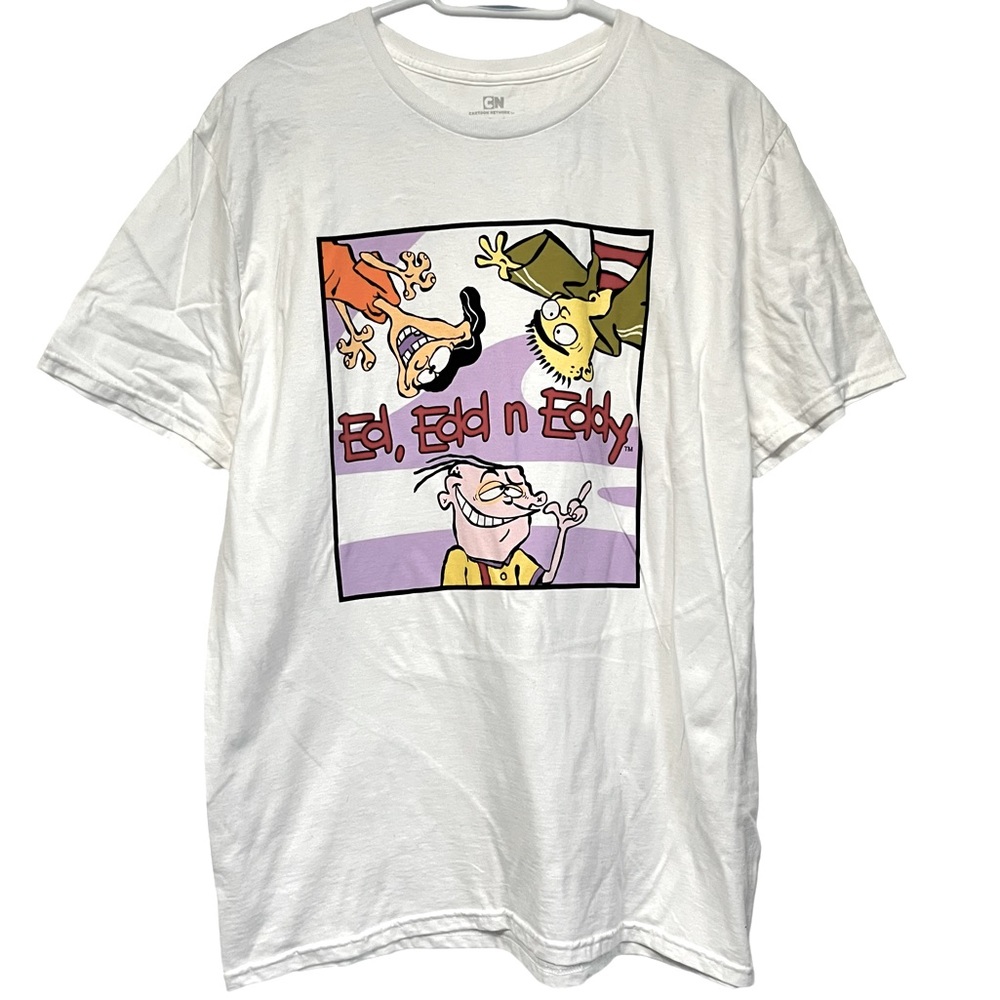 ED EDD N EDDY CARTOON NETWORK T SHIRT WHITE GRAPHIC TEE MENS SIZE LARGE